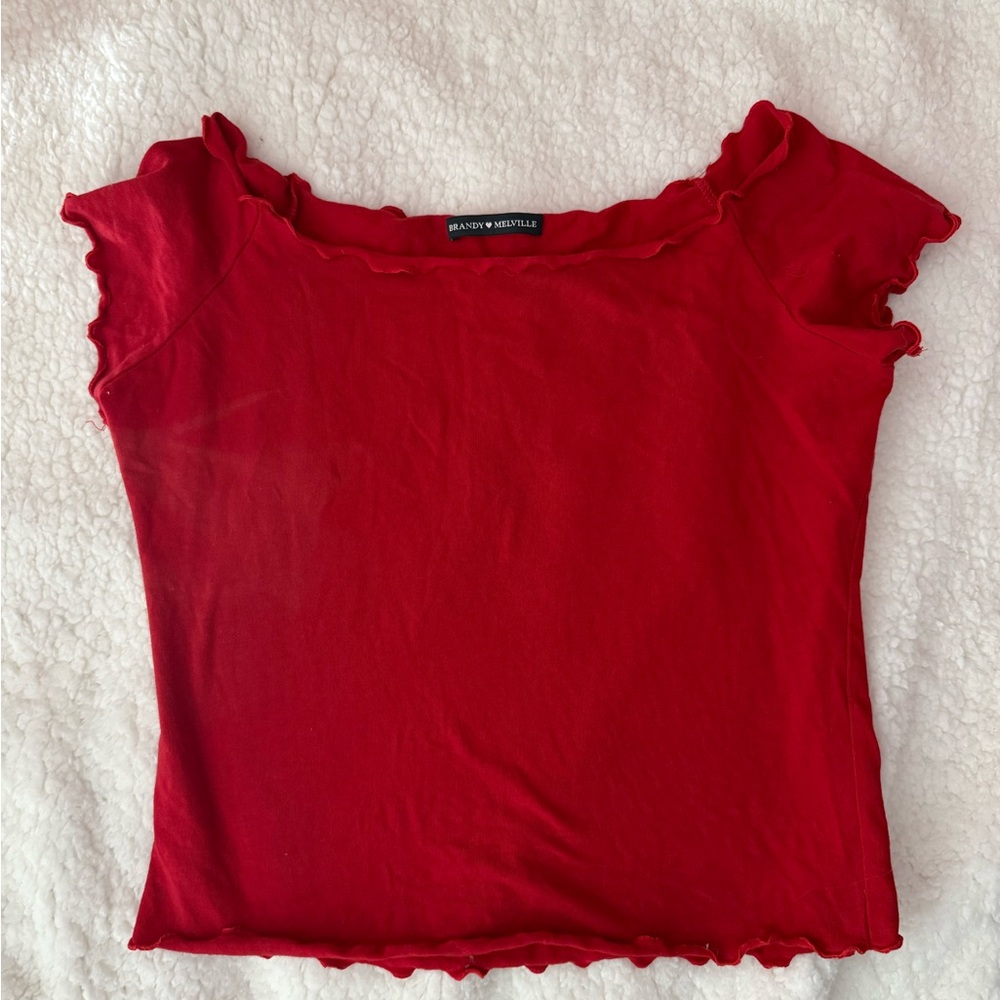 Brandy Melville Red Ruffle Top